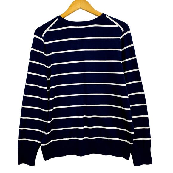 Charter Club Cardigan Womens Size XL Blue Striped Faux Pearl Button Long Sleeve - Picture 3 of 10